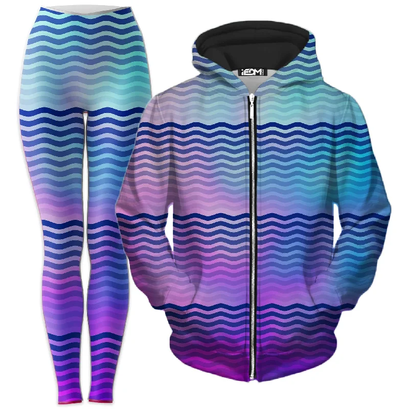 Beach Waves Zip-Up Hoodie and Leggings Combo