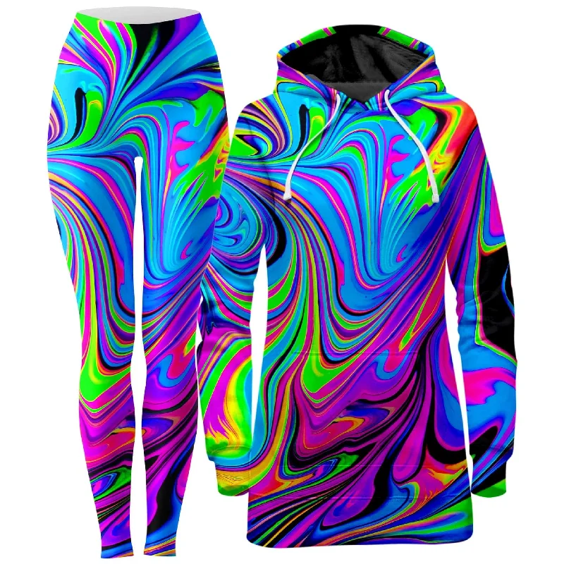 Cosmic Flow Hoodie Dress and Leggings Combo