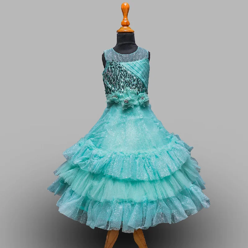 Sea Green Girls Gown Dress