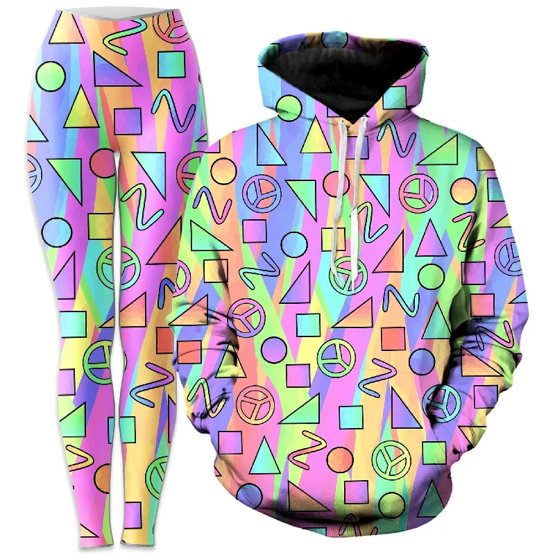 Trippy Retro Peace Signs Hoodie and Leggings Combo