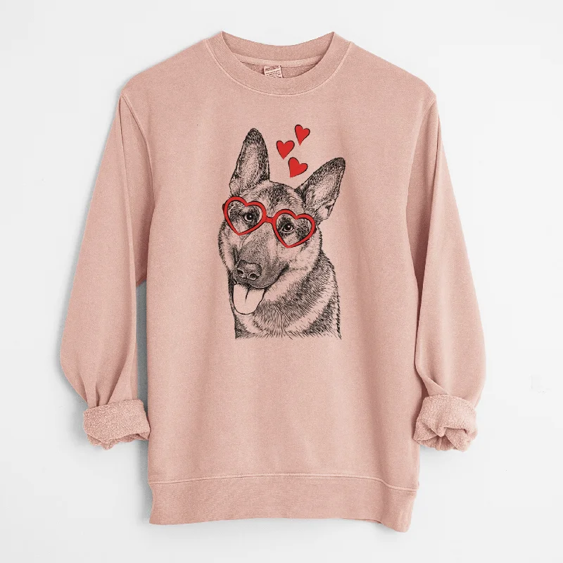 Valentine Whitaker the German Shepherd - Unisex Pigment Dyed Crew Sweatshirt