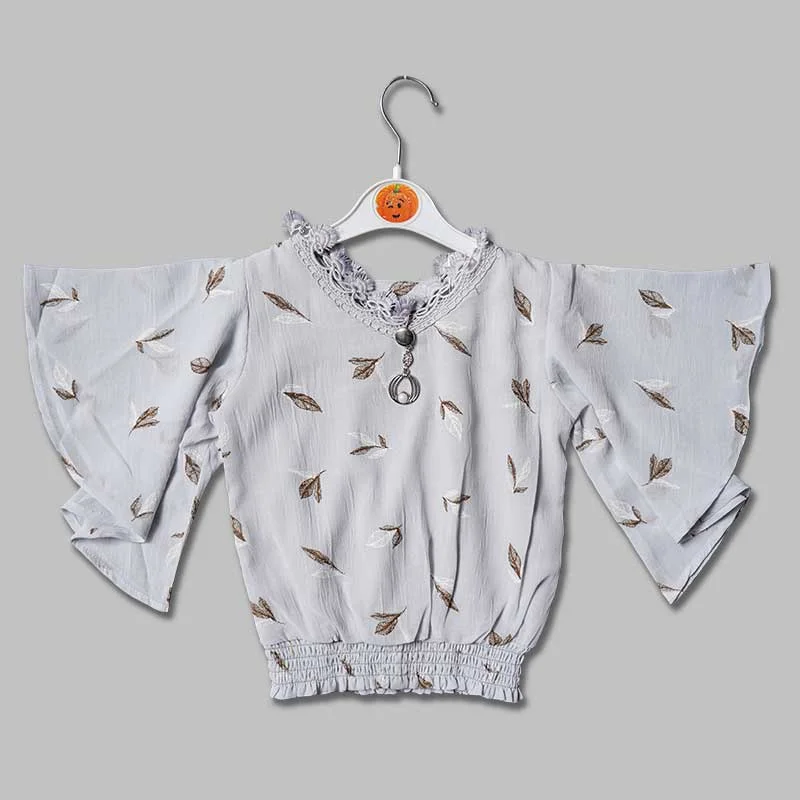 Top for Girls and Kids with Butterfly Pattern Sleeves