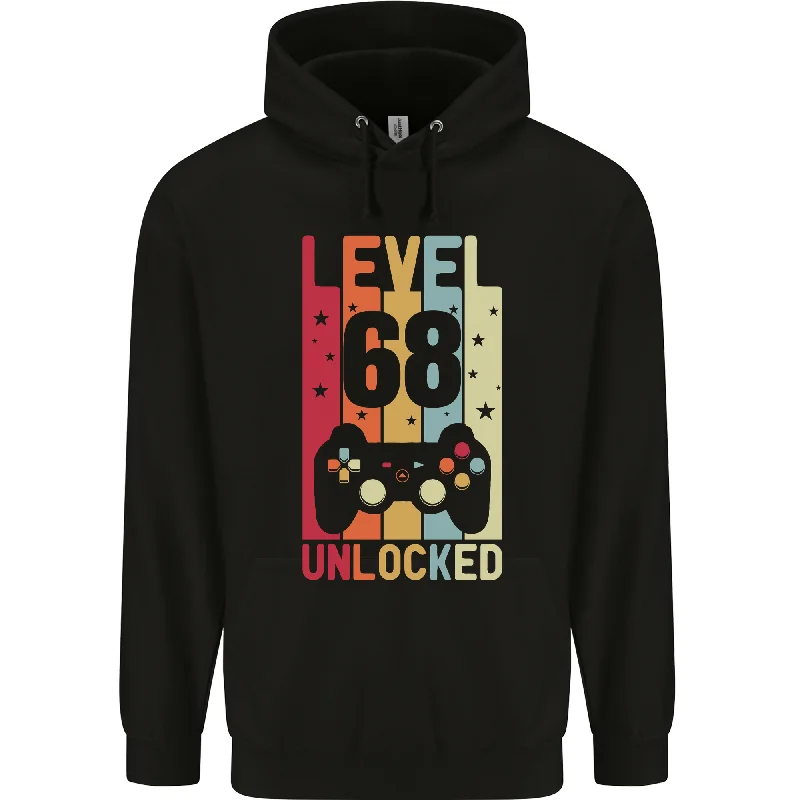 68th Birthday 68 Year Old Level Up Gaming Mens 80% Cotton Hoodie