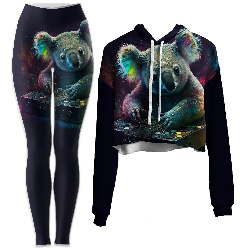 Koala Remix Crop Hoodie and Leggings Combo