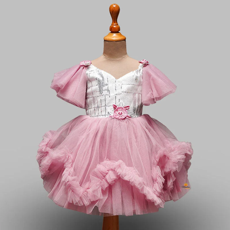 Frock for Girls with Net Frill Pattern