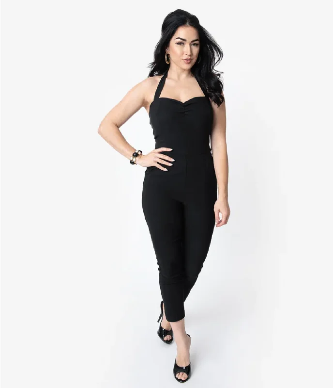 1950s Black Halter Marcel Jumpsuit