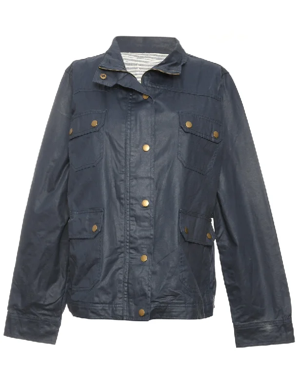 Button-Front Classic Navy Jacket - L