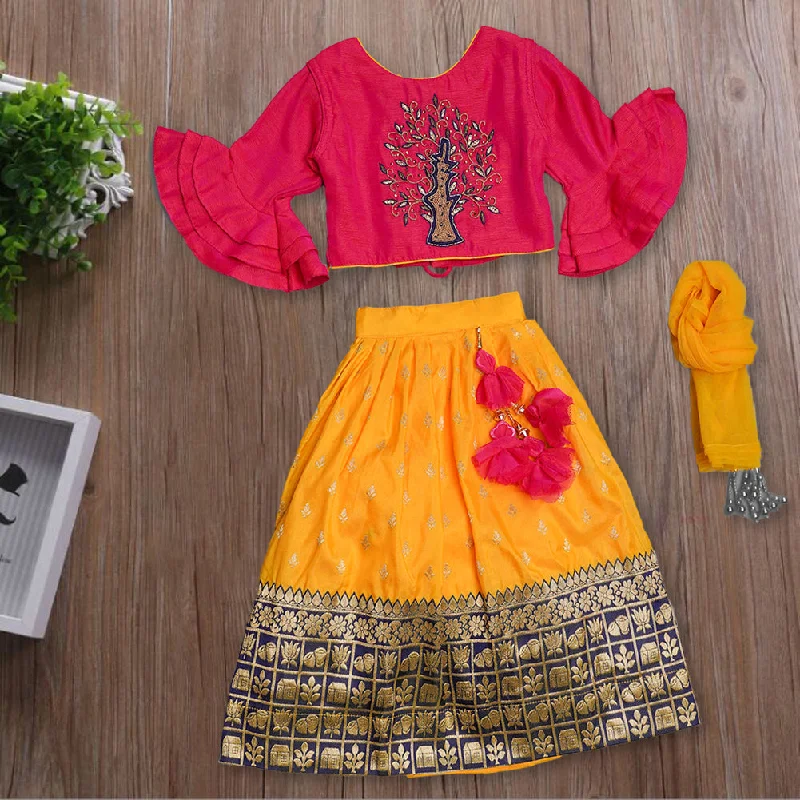 Rani-Yellow Kid Girls Lehenga Choli