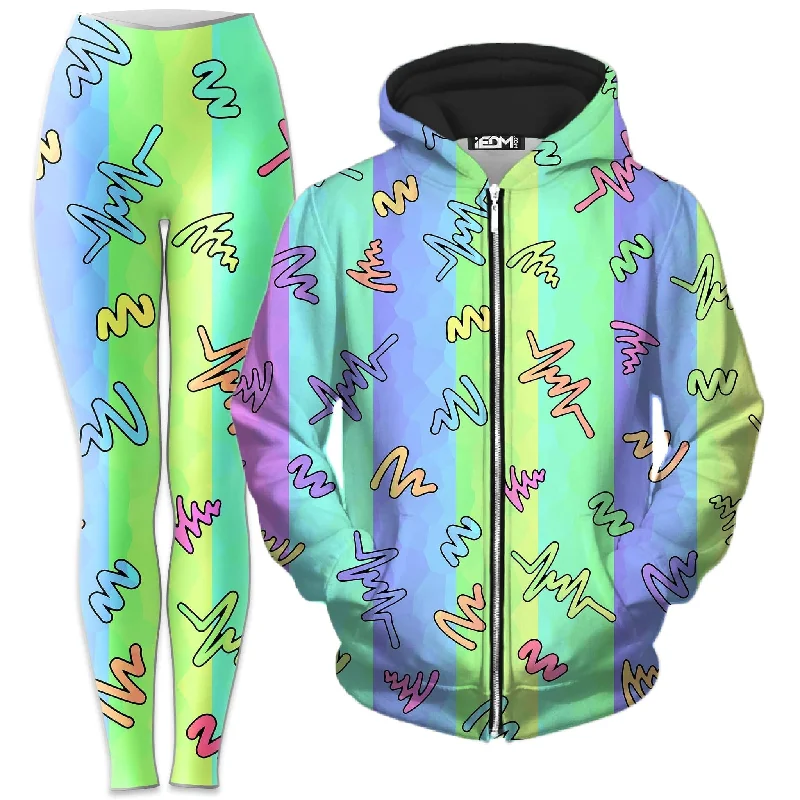 Trippy Doodles Zip-Up Hoodie and Leggings Combo