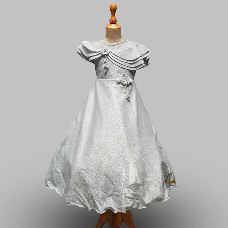 Grey & Onion Party Wear Kids Gown