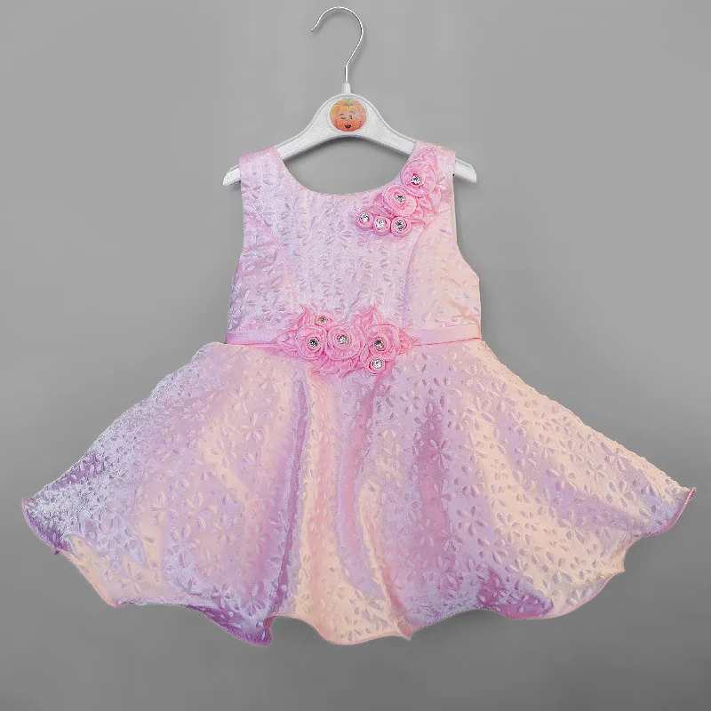 Pink Floral Party Wear Frock for Girls