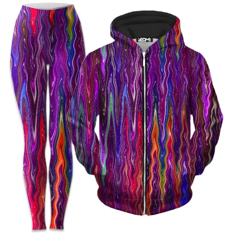 Trippy Vibes Zip-Up Hoodie and Leggings Combo