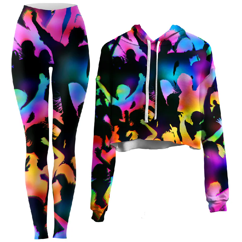 Good Vibes Crop Hoodie and Leggings Combo