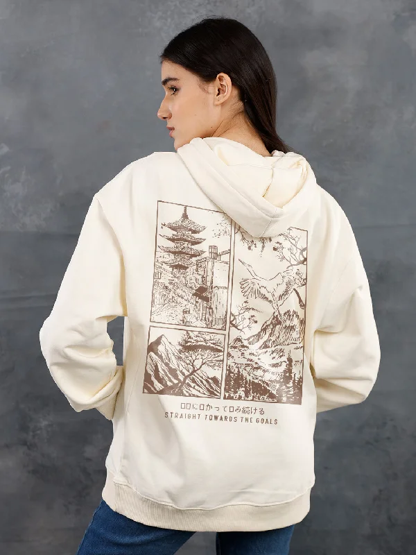 Majestic View Women Drop Shoulder Premium Terry Hoodie