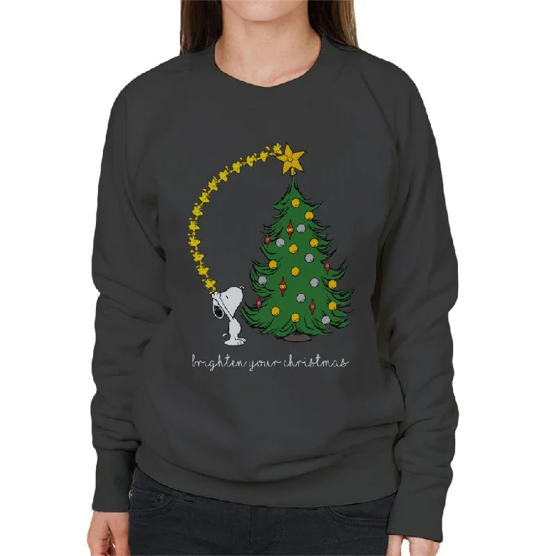 Peanuts Snoopy Woodstock Brighten Your Christmas Women's Sweatshirt