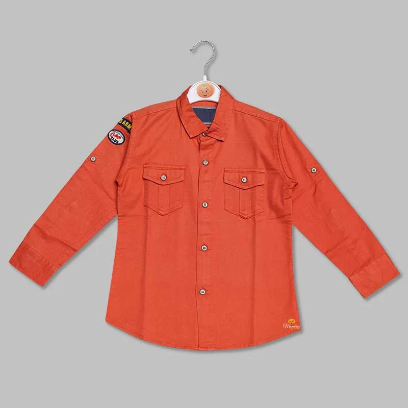 Rust Plain Shirt for Boys