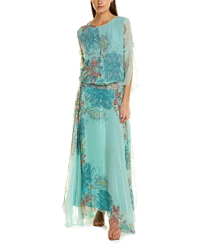 Eywasouls Malibu Claire Silk Maxi Dress