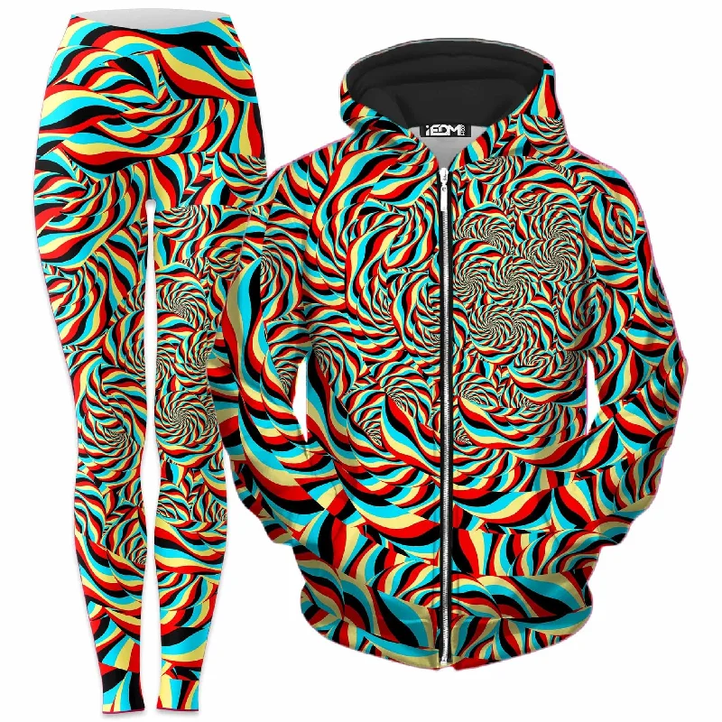 Trippy Swirl Zip-Up Hoodie and Leggings Combo