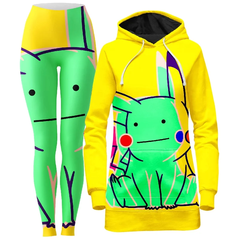 Ditto Pikachu Hoodie Dress and Leggings Combo