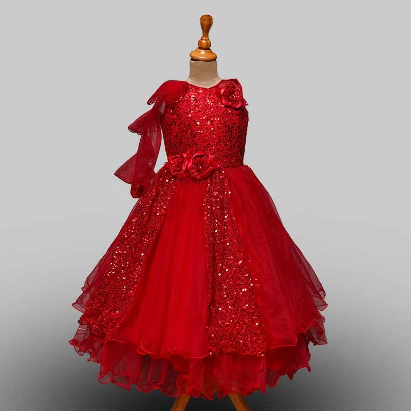 Red Sequined Gown for Girls