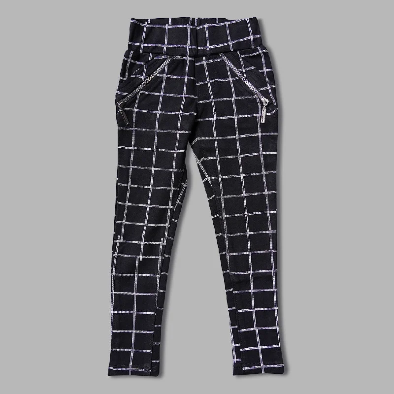 Jeggings for Girls with Check Pattern