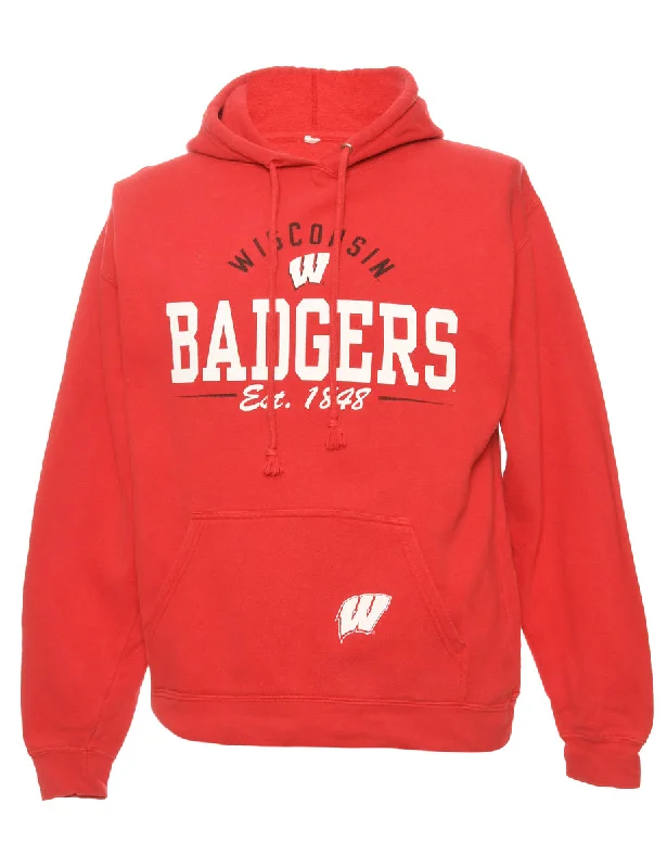 Red Wisconsin Badgers Football Hooded Sports Sweatshirt - S