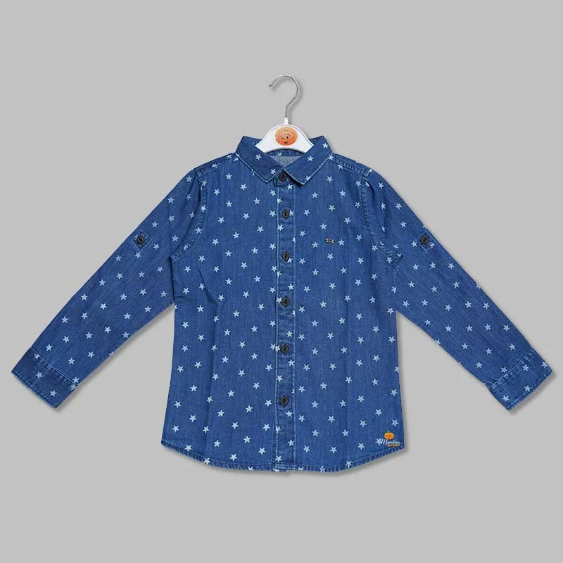 Blue Printed Shirt for Kids