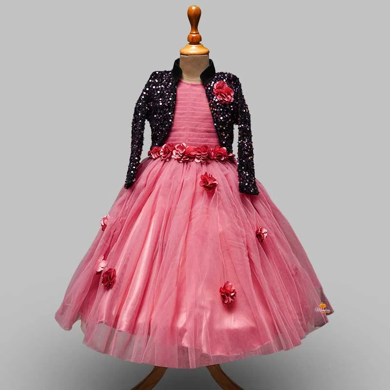 Onion Party Gown for Girls with Jacket