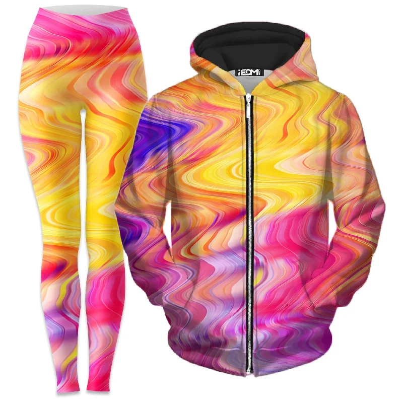 Psychedelic Aftershock Zip-Up Hoodie and Leggings Combo