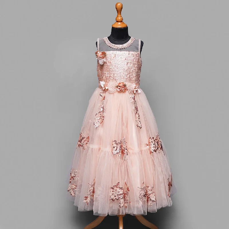 Peach Girls Gown Dress