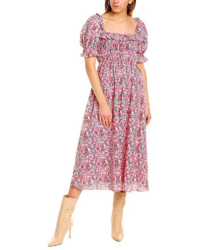 Celina Moon Smocked Midi Dress