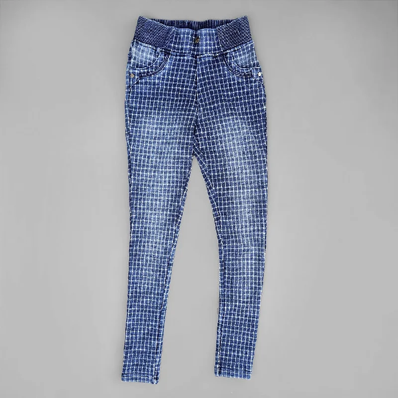 Jeans for Girls and Kids with Check Pattern