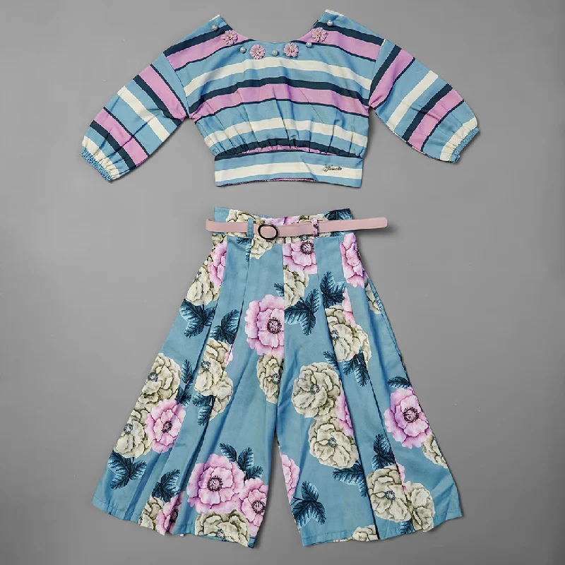 Elegant Flora & Strip Printed Full Sleeve Plzao Western Set