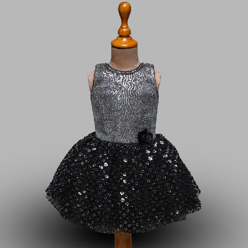 Round Neck Frock for Girls in Sequins