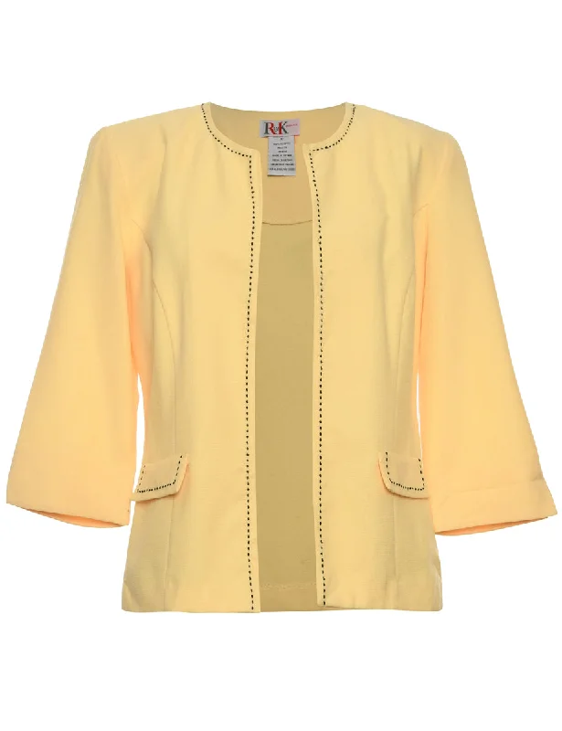 Pale Yellow Contrast Stitch Jacket - M