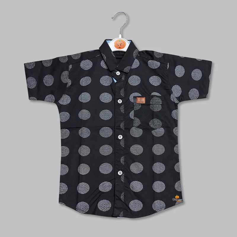 Black Bubble Printed Shirt for Boys