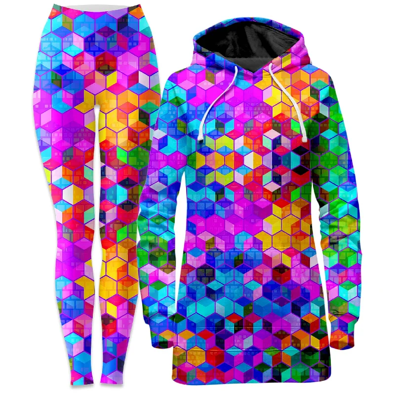 Cubism Hoodie Dress and Leggings Combo