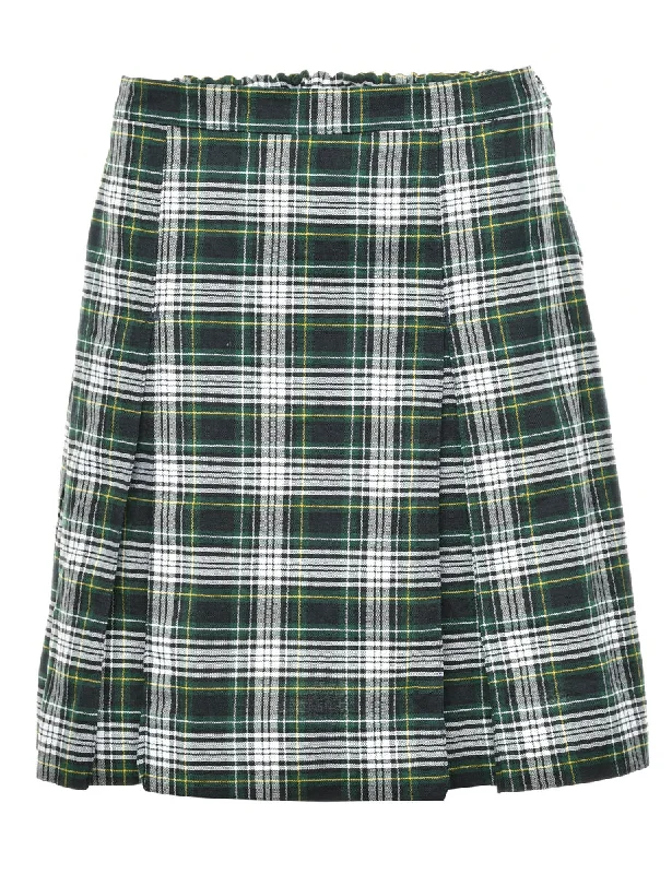 Checked Pleated Skirt - S