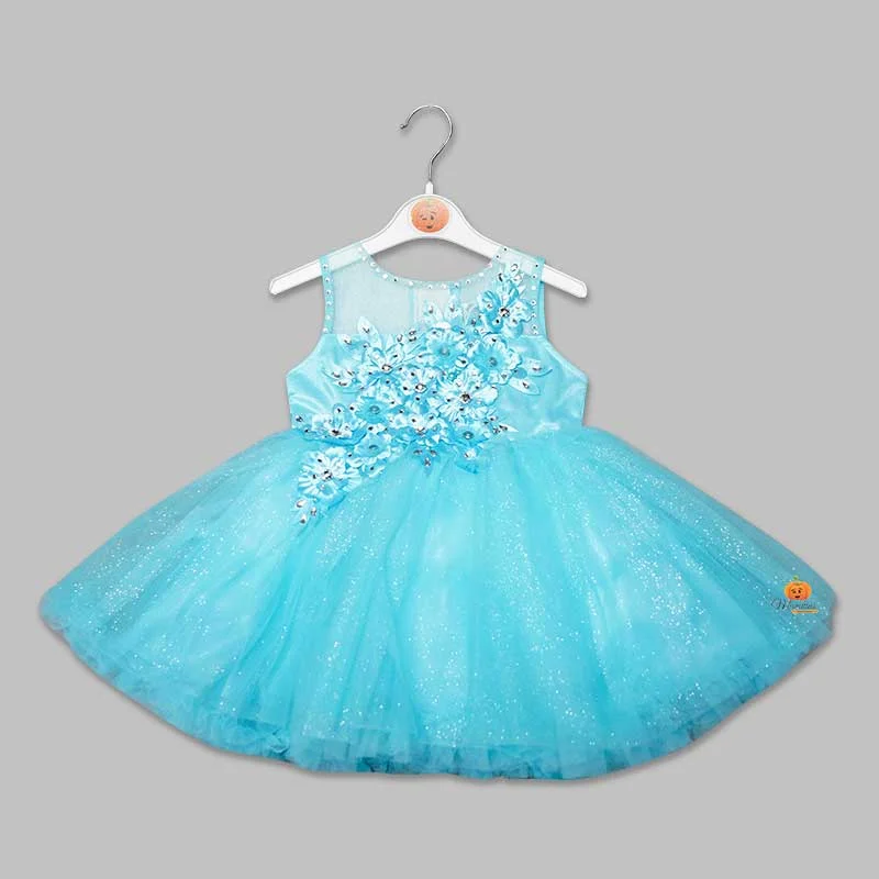 Turquoise and Pink Frock for Girls