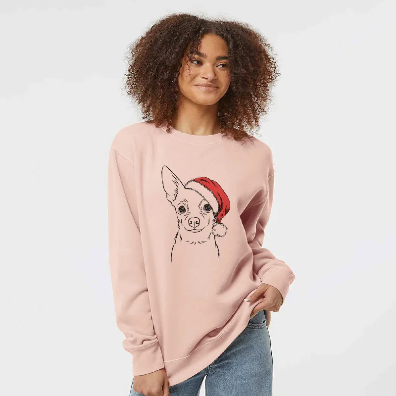 Santa Martini the Chihuahua - Unisex Pigment Dyed Crew Sweatshirt