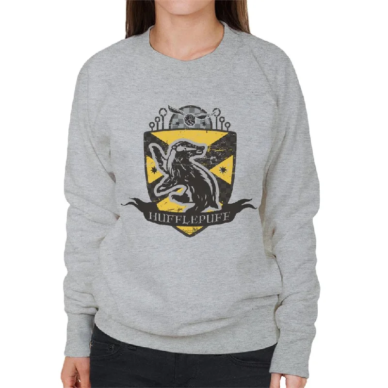 Harry Potter Hufflepuff Quidditch Distressed Shield Women's Sweatshirt