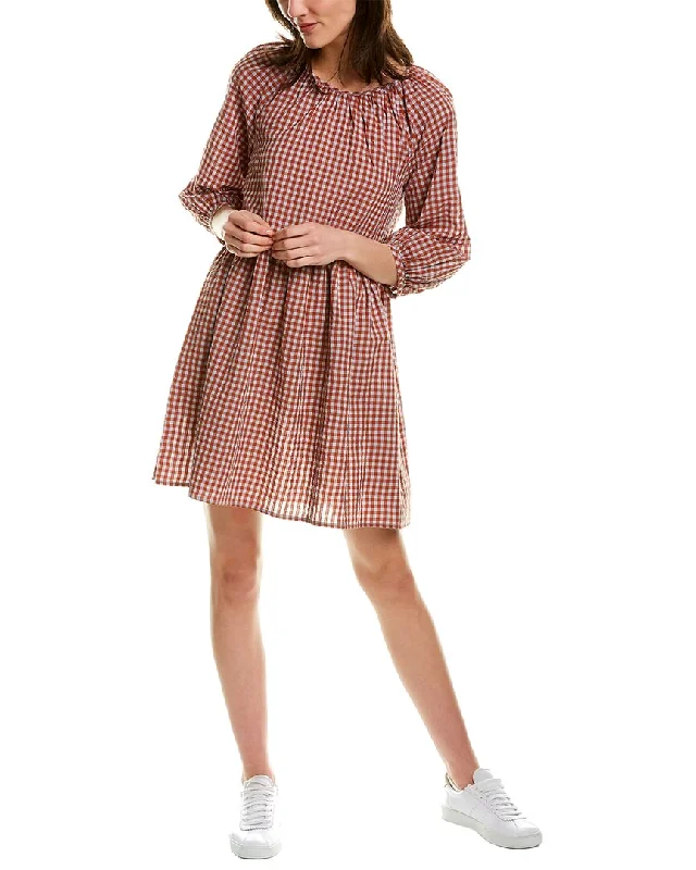 Madewell Gingham Seersucker Raglan Midi Dress