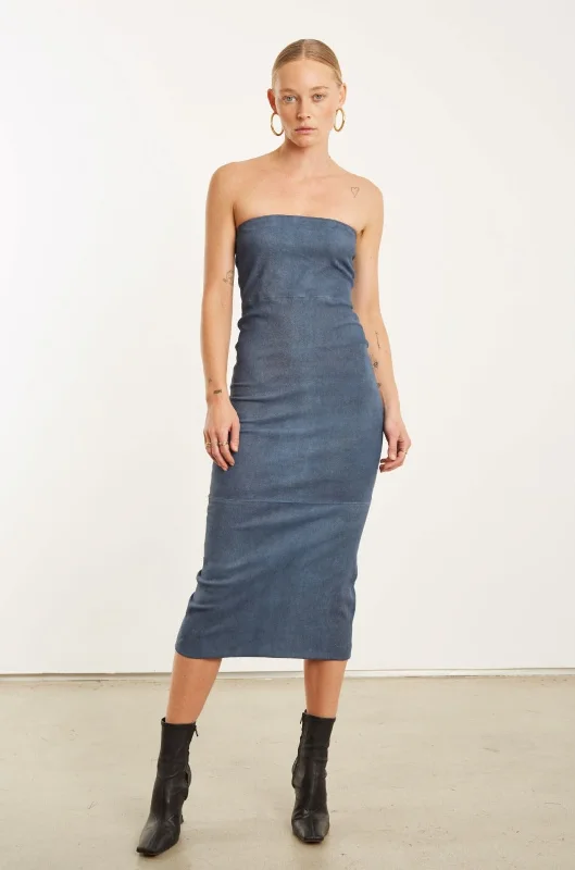 Denim Suede Tube Dress