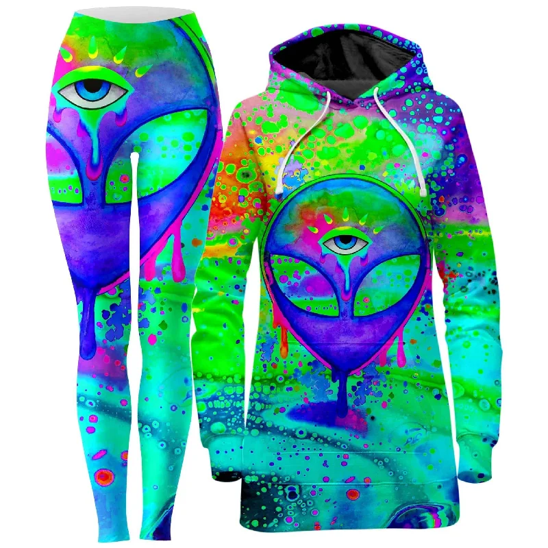 Alien Melt Purple Hoodie Dress and Leggings Combo