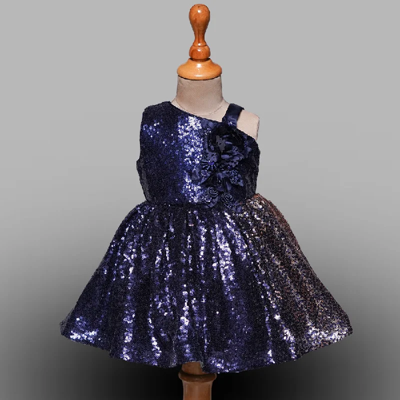 One-Shouldered Sequin Frock for Kids