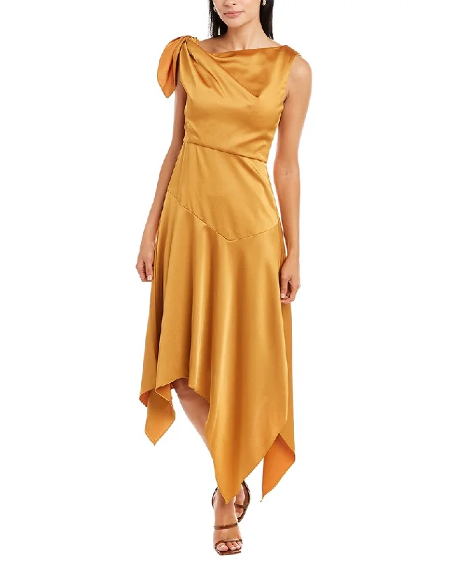 Theia Larissa Handkerchief Midi Dress