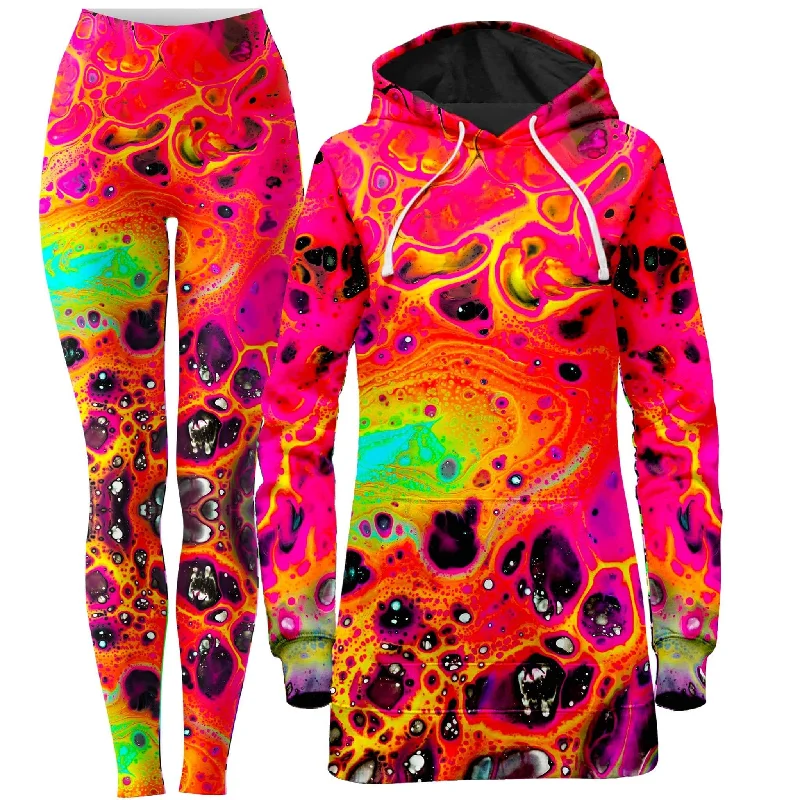 Lava Trip Hoodie Dress and Leggings Combo