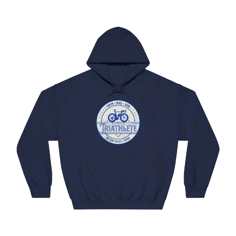 Triathlete - Decent at All Three (Blue) Hoodie - Unisex