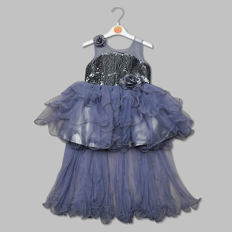 Net Frill Pattern Frock for Girls