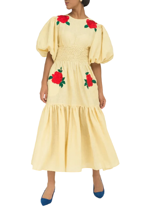 Sandras Floral Embroidered Midi Dress